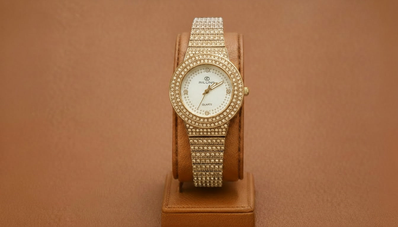 Rilings Quartz Diamond-Style Gold Watch