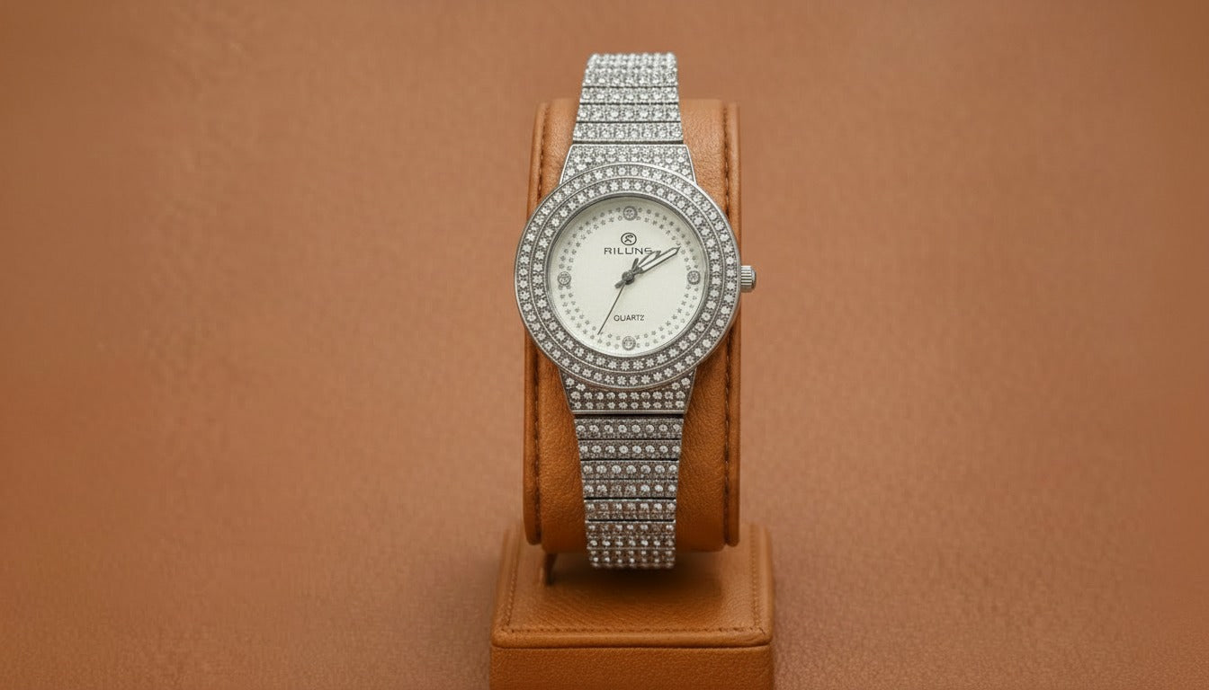 Rilings Quartz Diamond-Style Silver Watch