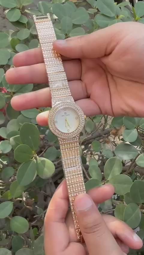Rilings Quartz Diamond-Style Gold Watch